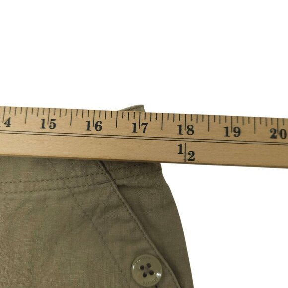 Chicos Linen Pants Women Size 1 US M/8 MId Rise Wide Leg Slash Pockets Tan Khaki - Picture 14 of 16